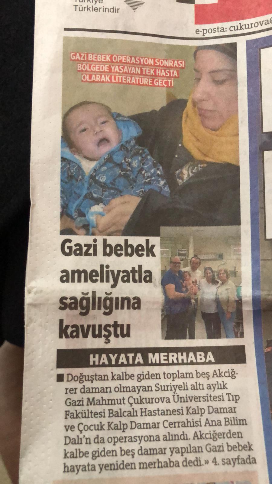 Gazi Bebek Ameliyatla Sağlığına Kavuştu